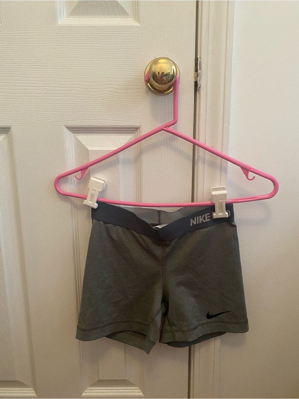 Nike Gray Girls' Athletic Shorts with Black Logo